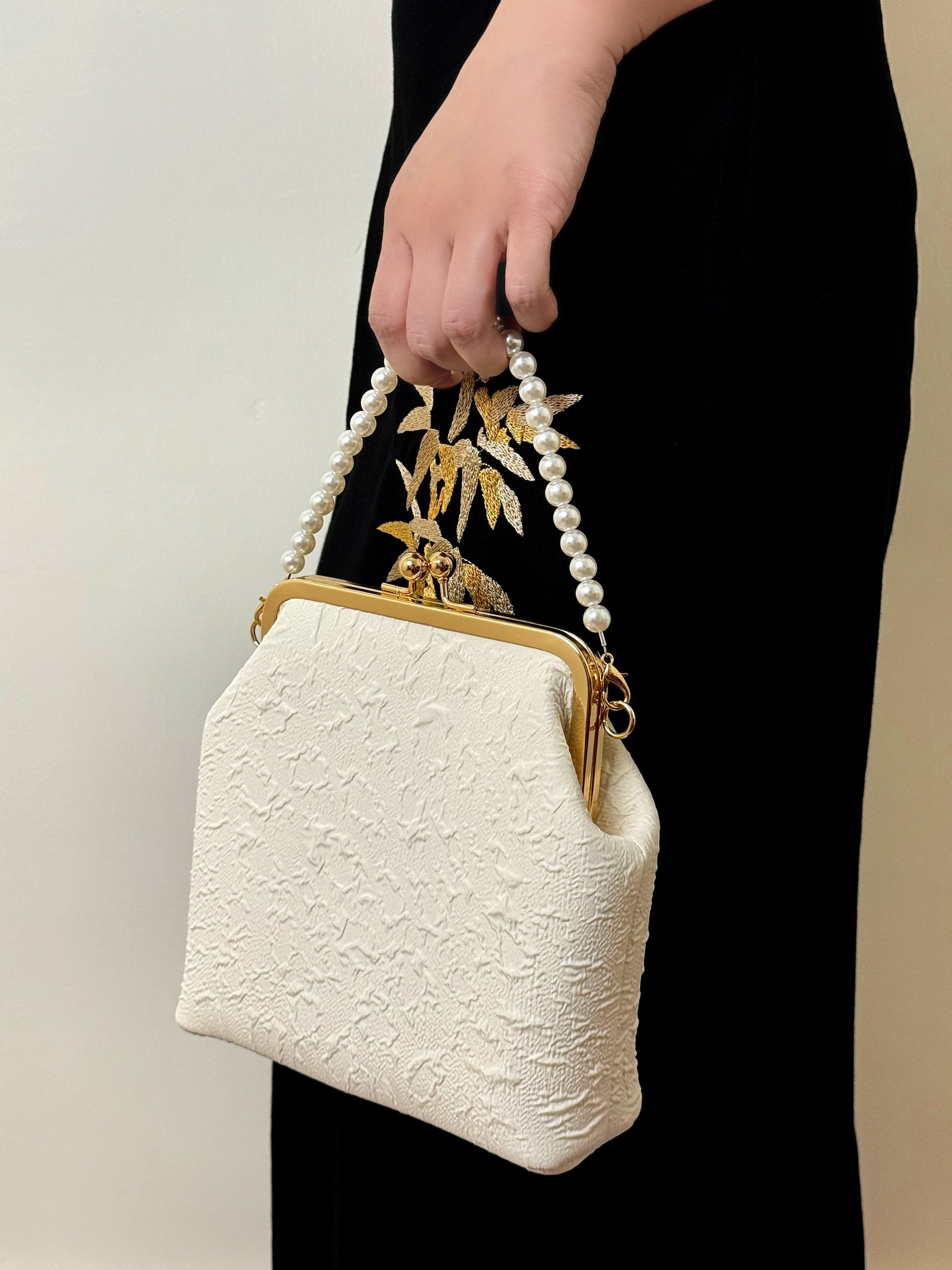 White Seersucker Handbag