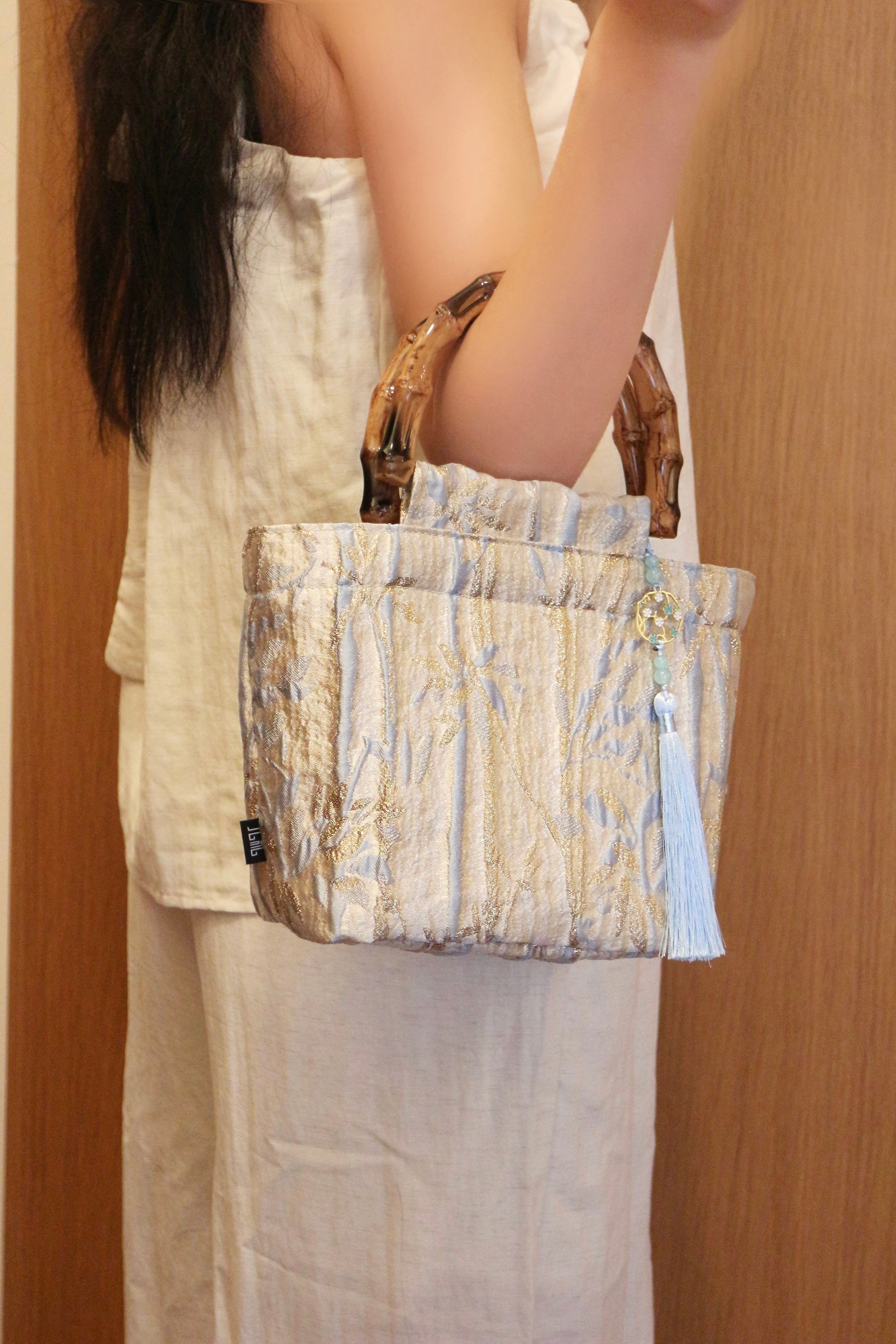 Bamboo Pattern Embossed Handbag