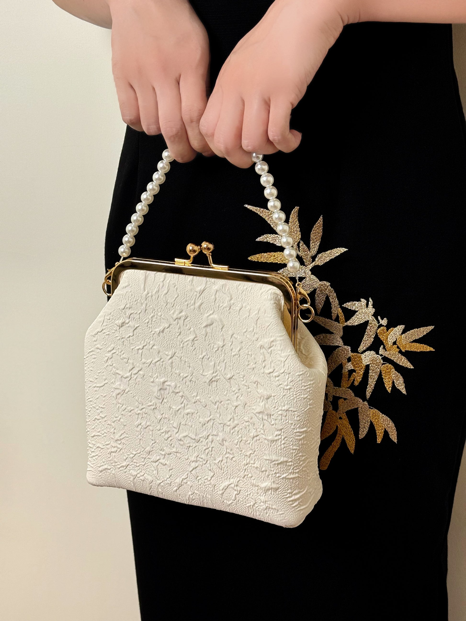 White Seersucker Handbag