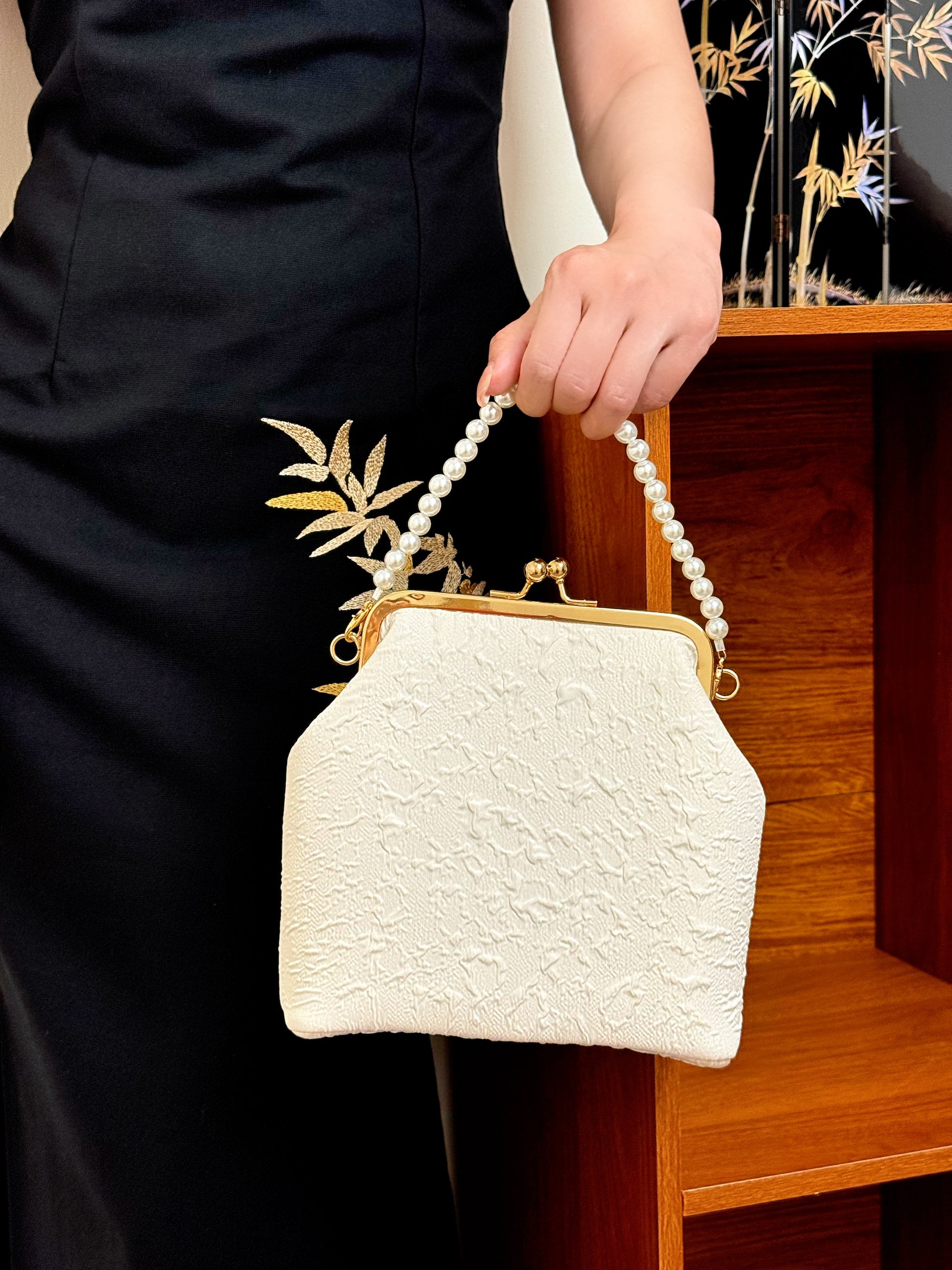 White Seersucker Handbag