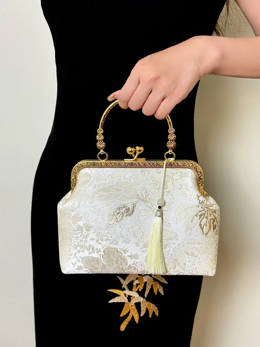 Gilded Intertwined Branch Jacquard Handbag