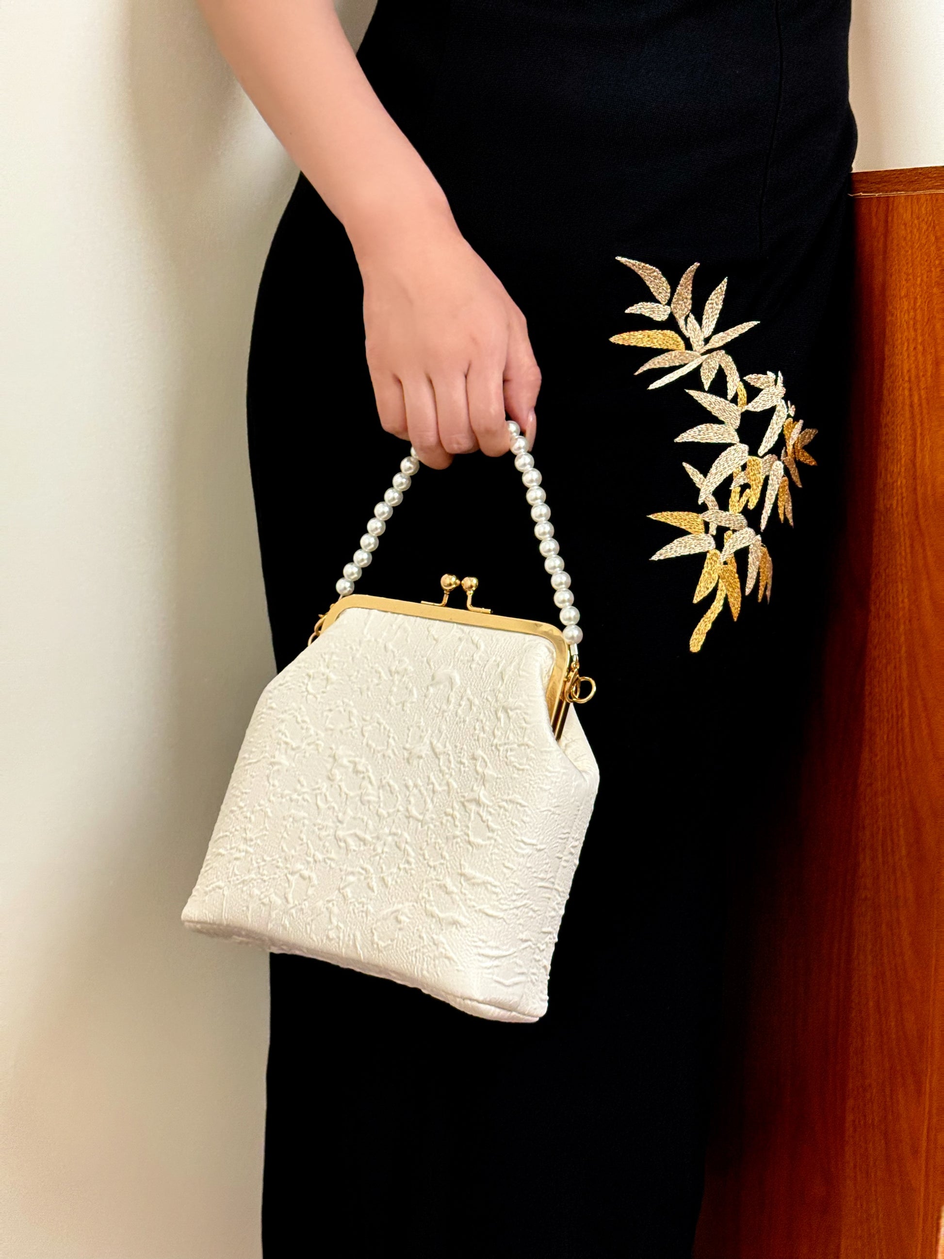 White Seersucker Handbag