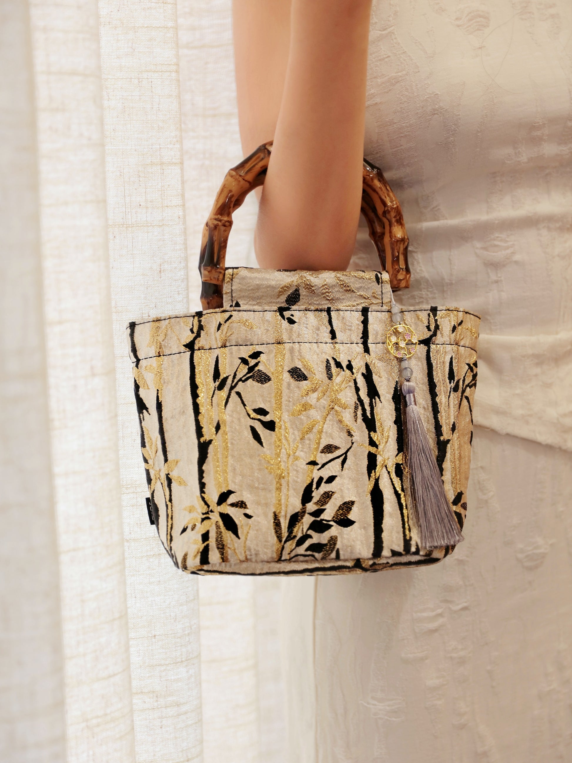 Bamboo Pattern Embossed Handbag