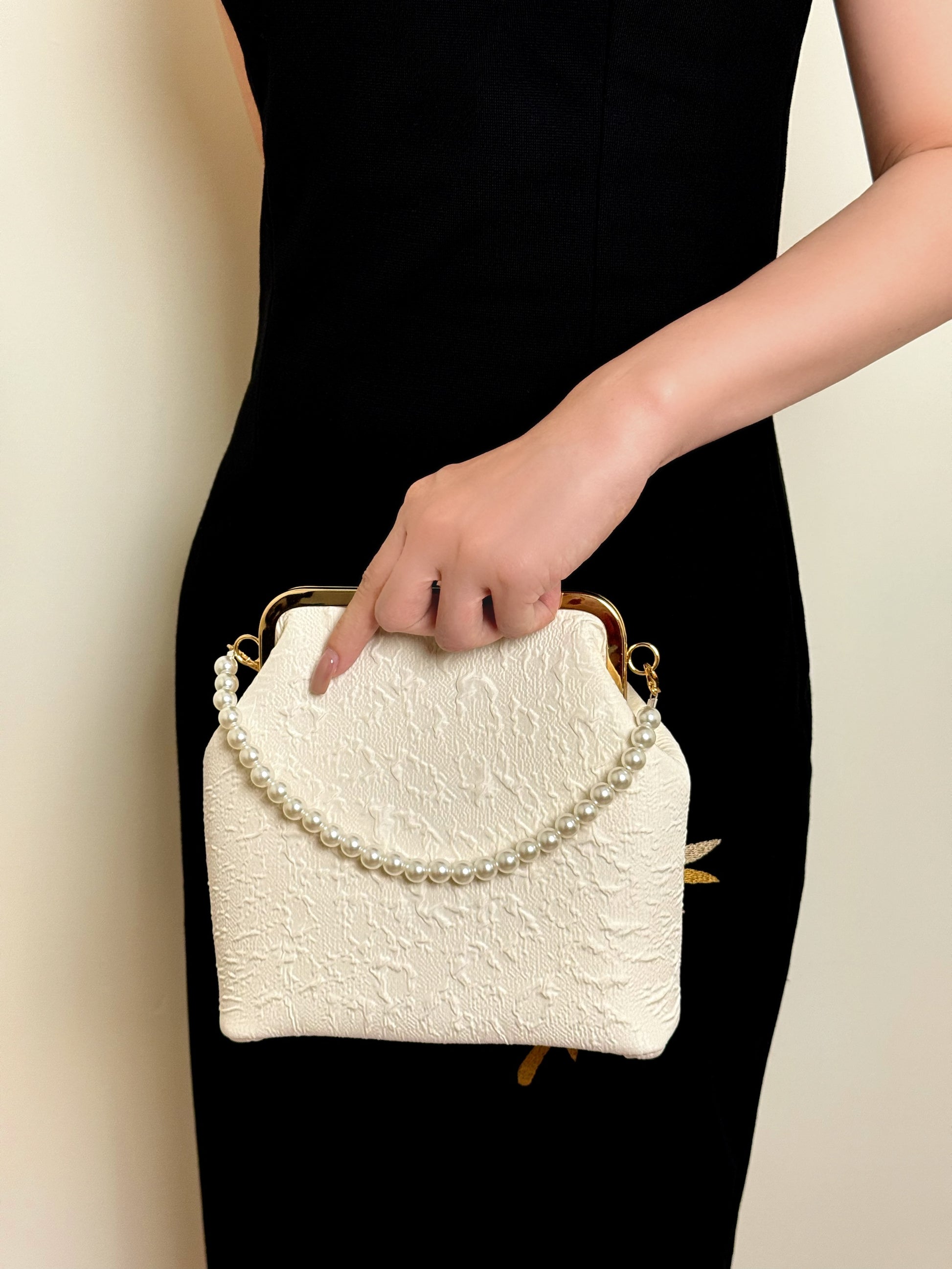 White Seersucker Handbag