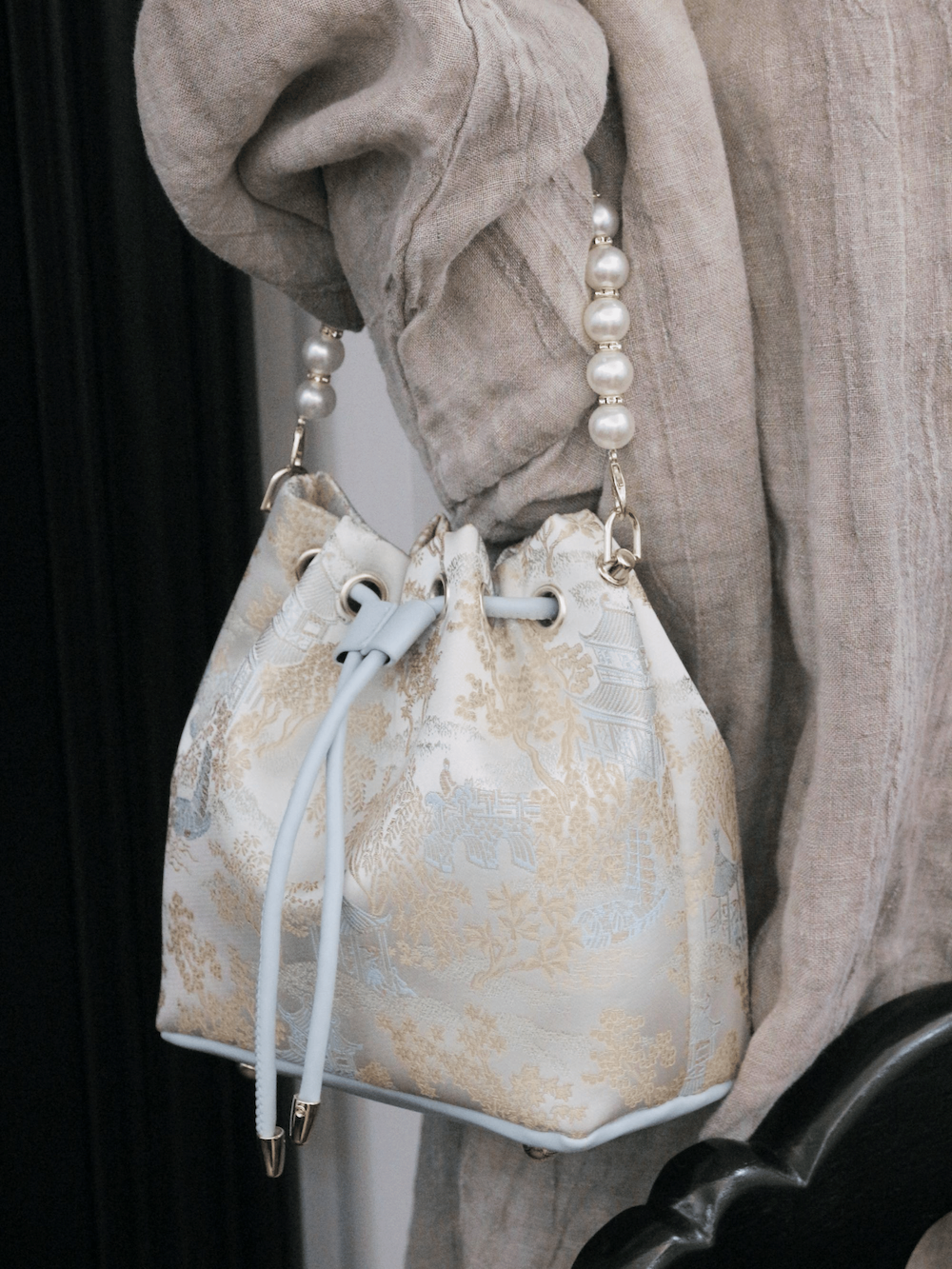 Gilded Embroidery Bucket Bag