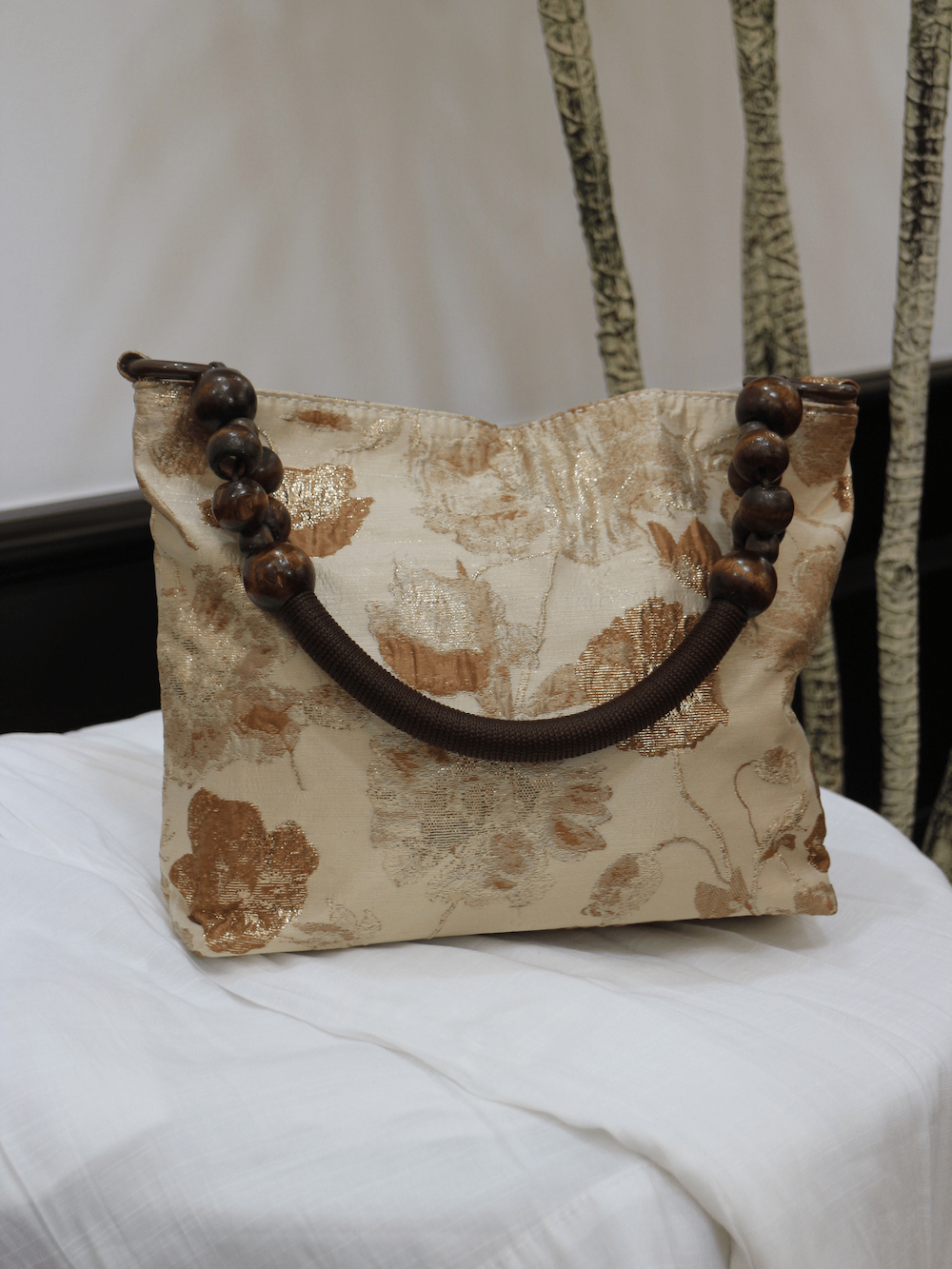 Caramel Rose Embossed Shoulder Bag