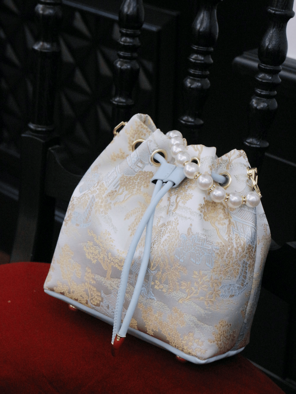 Gilded Embroidery Bucket Bag