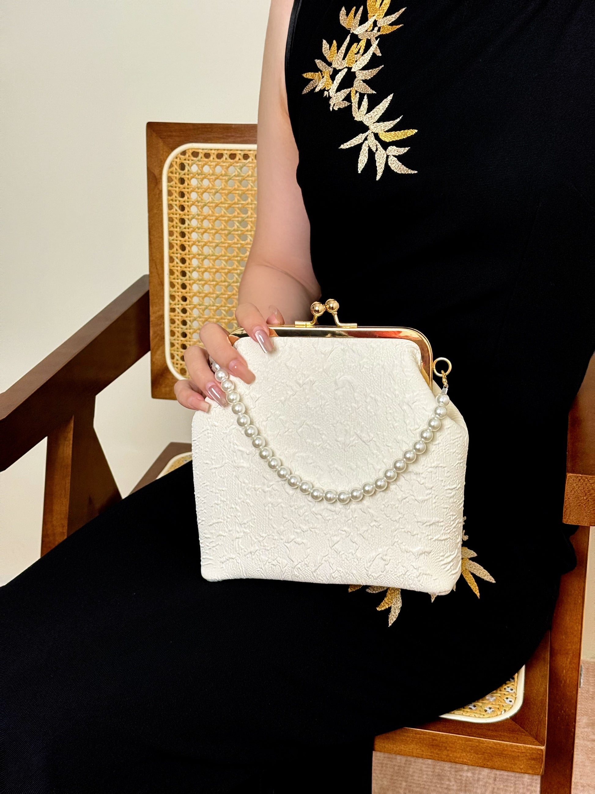 White Seersucker Handbag