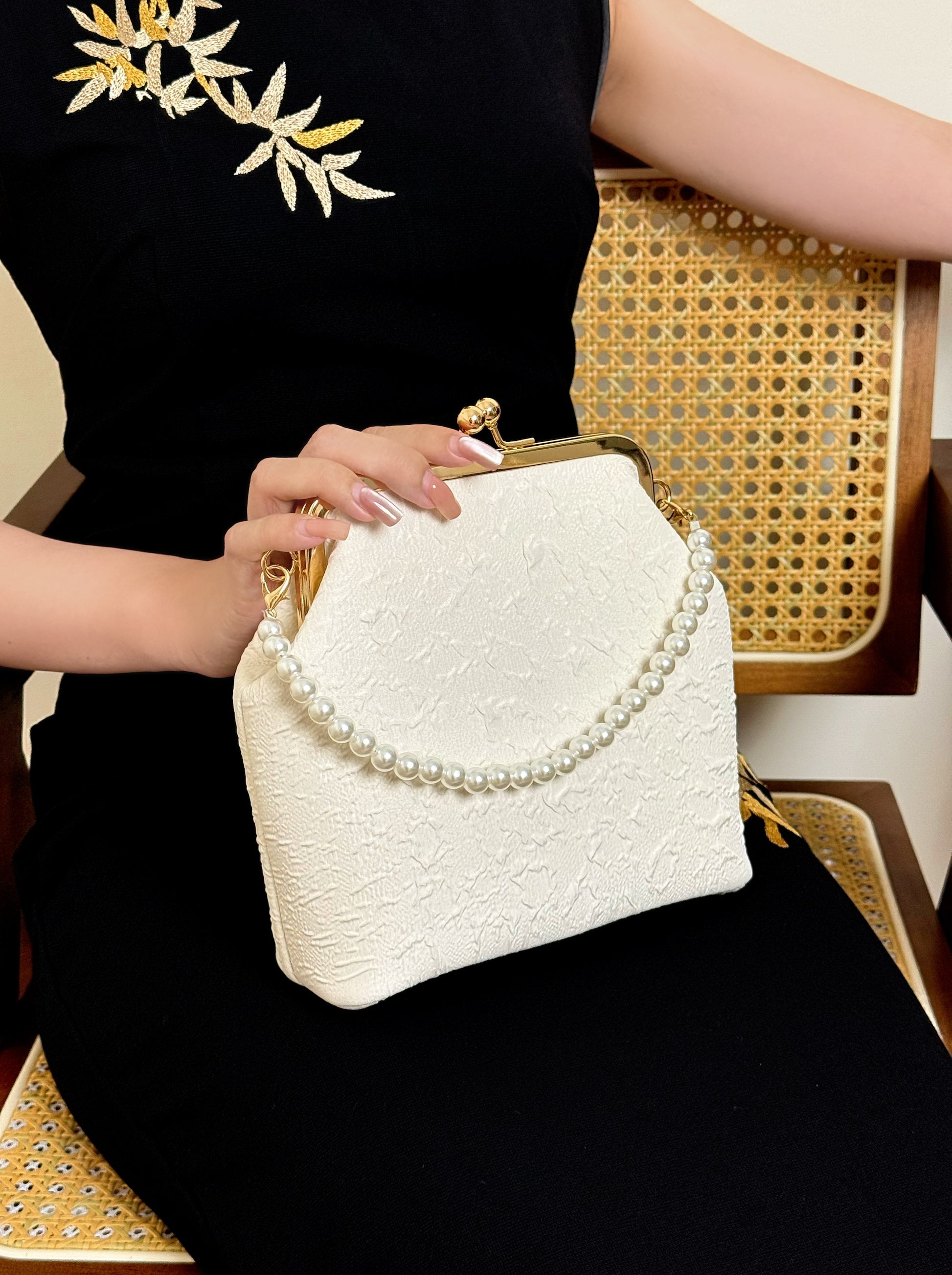 White Seersucker Handbag