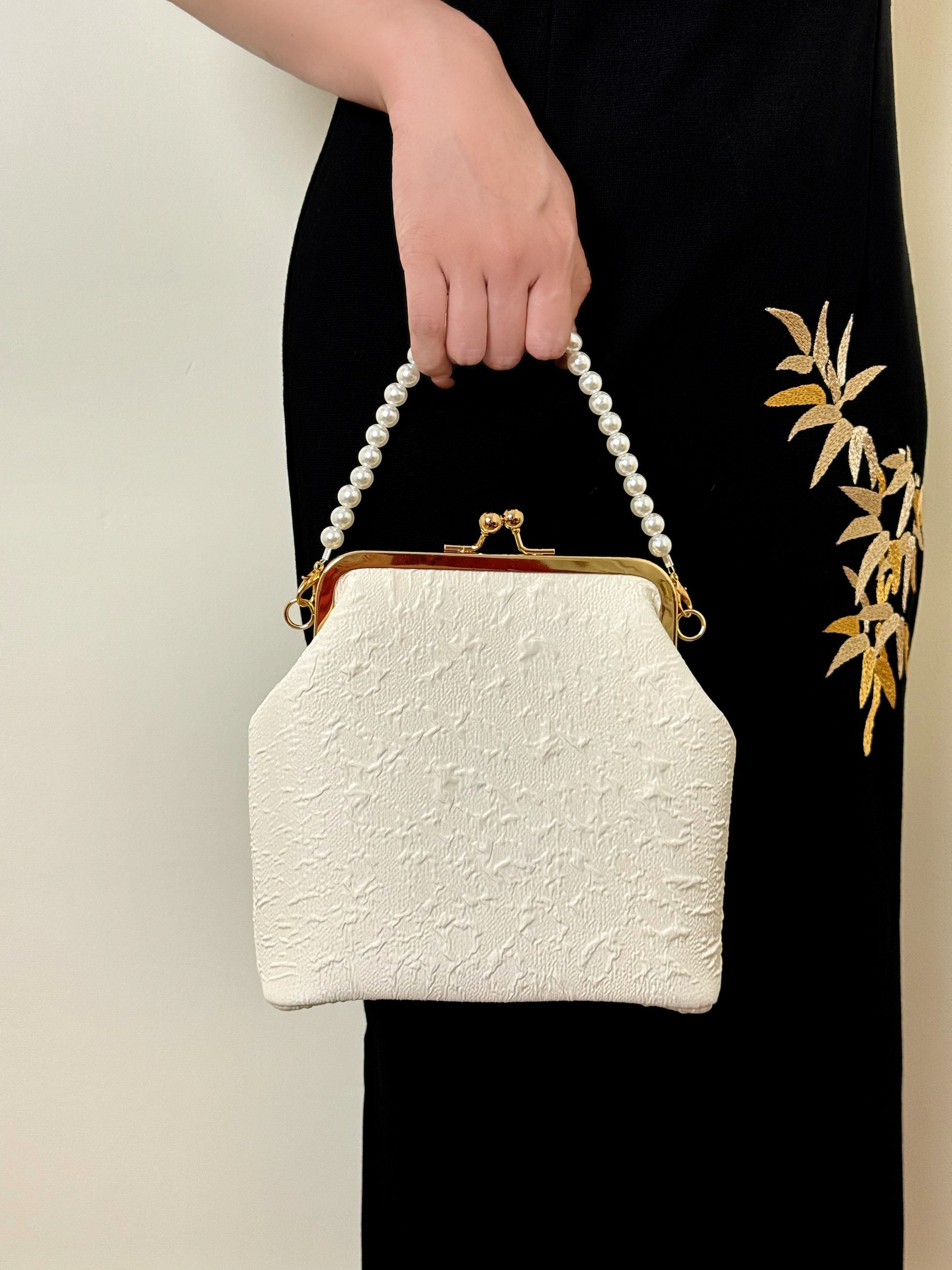 White Seersucker Handbag