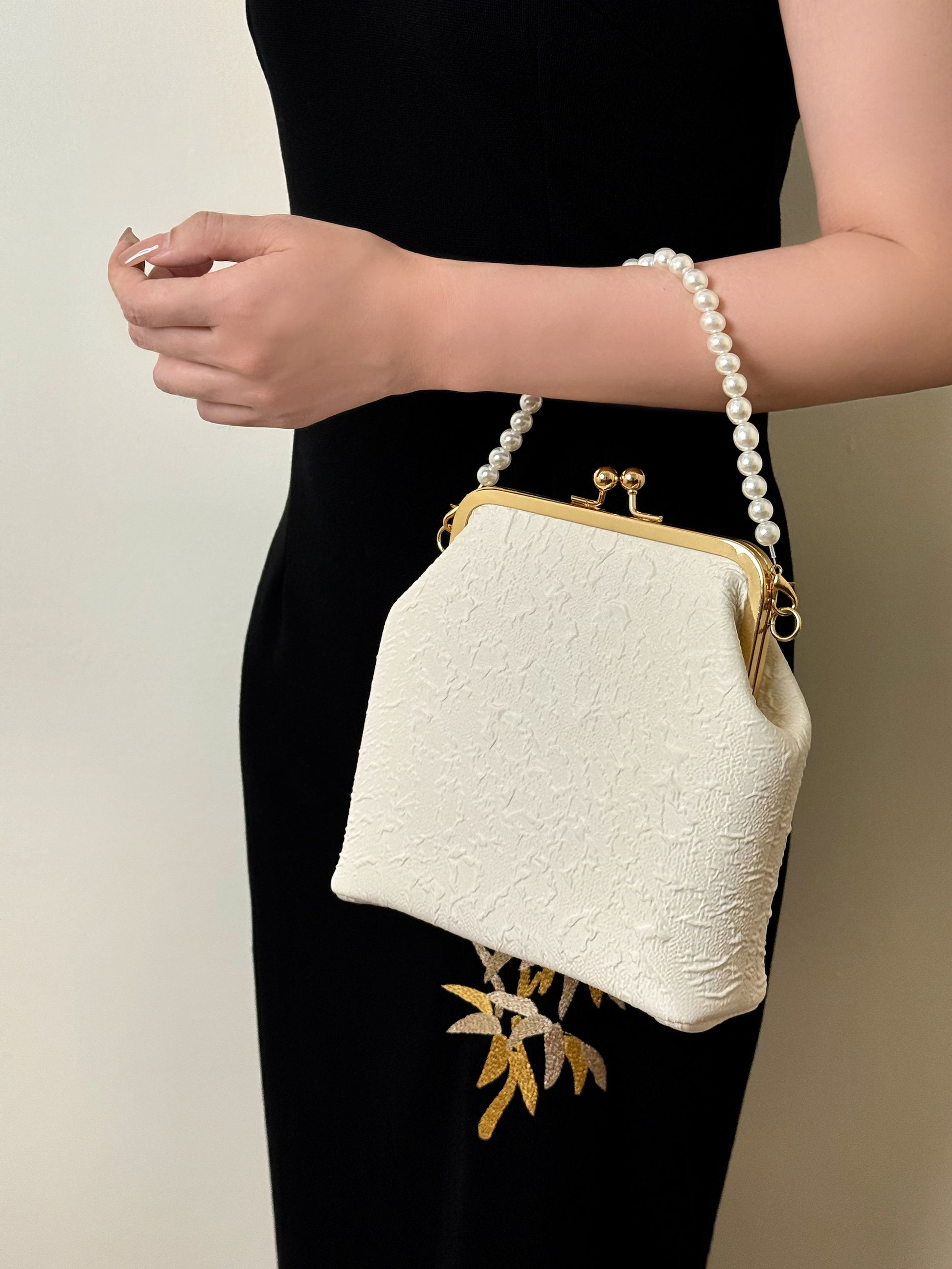 White Seersucker Handbag