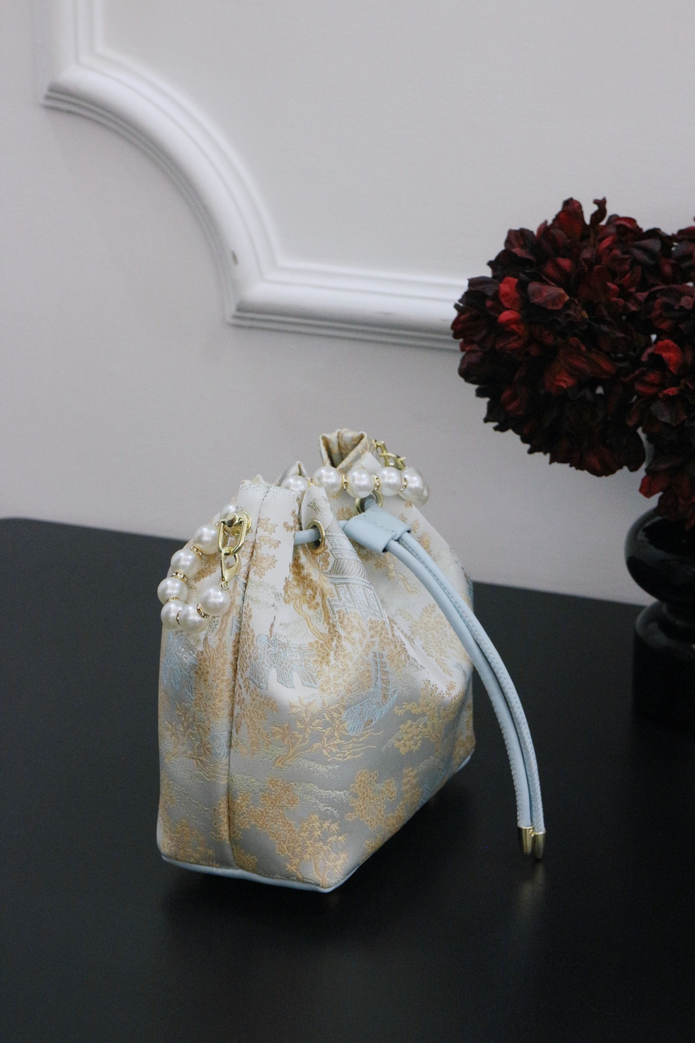 Gilded Embroidery Bucket Bag